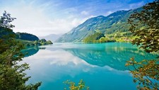Landscape water mountains lake reflection nature trees Custom Gaming Mat Desk