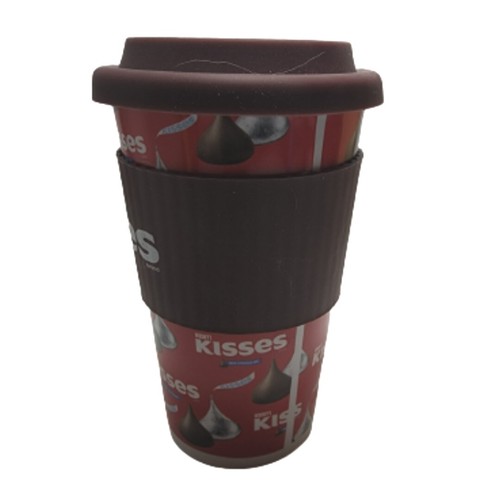Hershey's Chocolate Kisses 12 oz viaggio caffè tè tazza cacao caldo coperchio avvolgimento - Foto 5 di 7