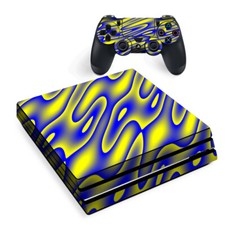 PS4 Pro Console Skins Decal Wrap ONLY - Neon Blue Yellow trippy