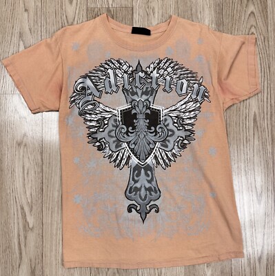 Y2K Adiction Crest Wings Goth T-Shirt Size Medium Goth Grunge Emo Celtic Cross