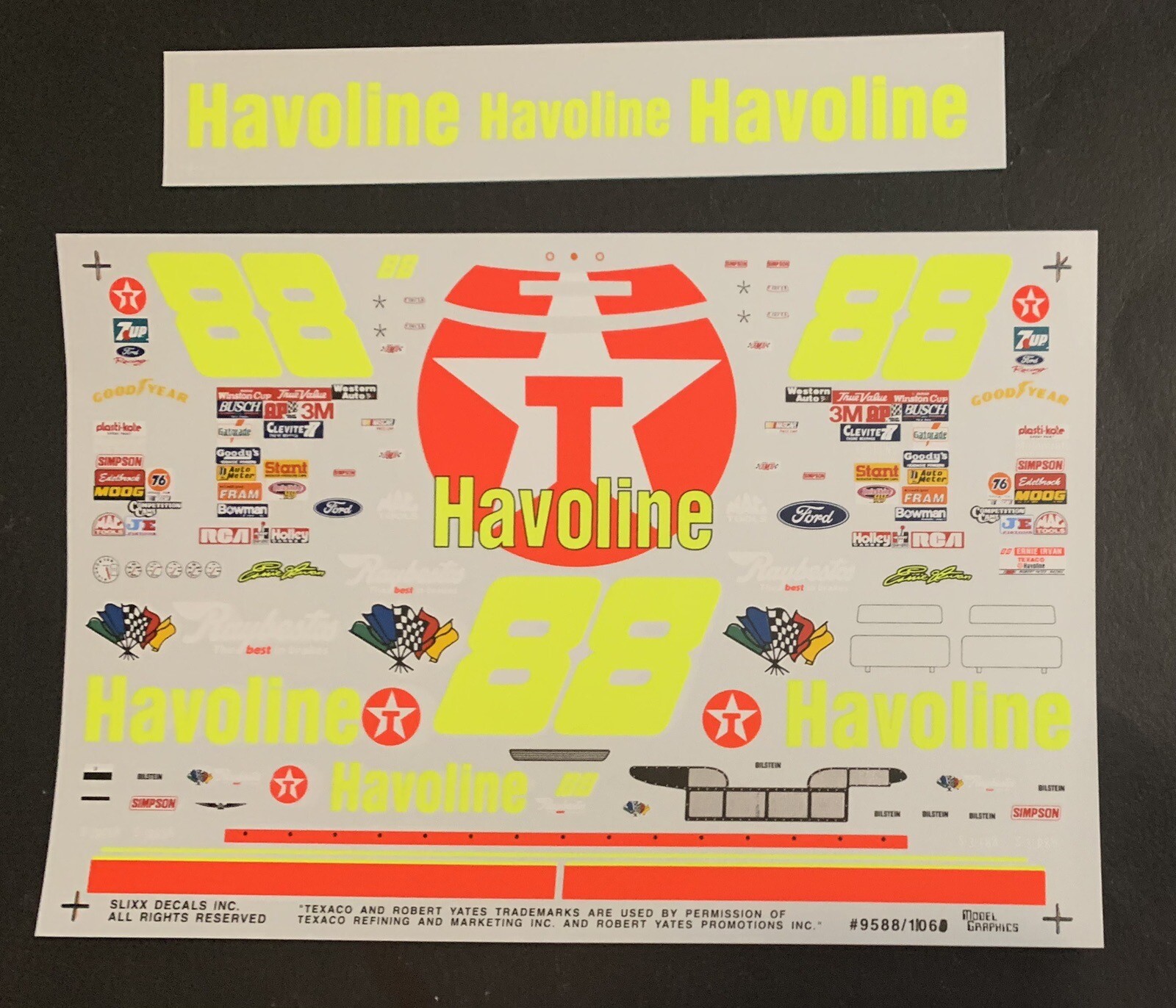 HAVOLINE 88 Ernie Irvan NASCAR SlixxDECAL 118 Model Car Parts eBay