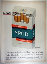 Vintage 1956 SPUD PHILIP MORRIS CIGARETTES Large Magazine Print Ad