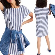 Madewell Striped Linen Blend Button Up Shift Dress Womens Size XS Preppy Coastal