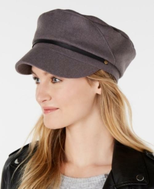 Nine West Faux Leather & Wool Newsboy Cap Hat Gray for sale online eBay