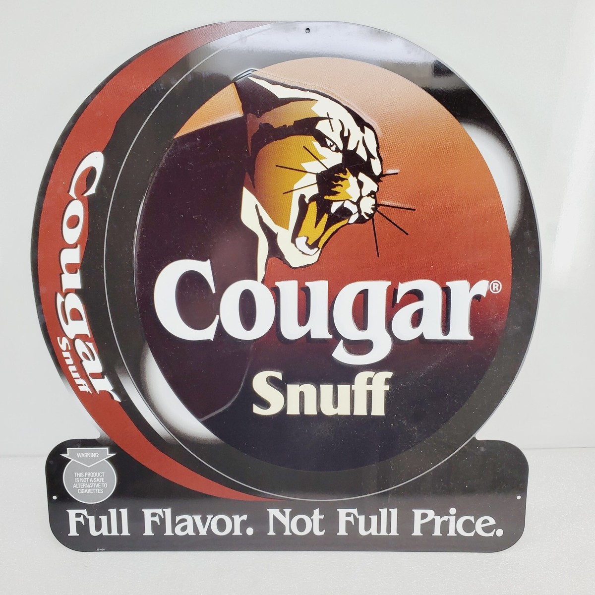 VINTAGE Cougar Snuff metal tin TOBACCO SIGN Hanging Advertisement NEW OLD  stock
