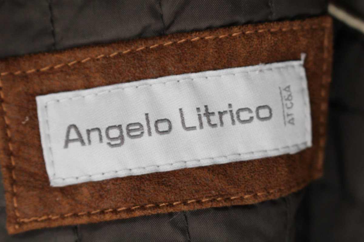 Angelo Litrico Coat Men Large Single Breasted Brown Leather Jacket 