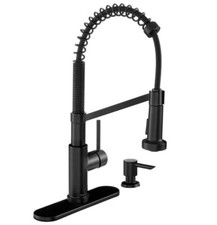 Gage Single-Handle Spring Neck Pull-Down Sprayer Kitchen Faucet Matte Black