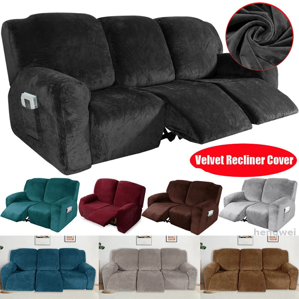 Velvet Recliner Chair Cover 1 2 3 Seater Sofa Slipcover Armchair Couch Protector eBay