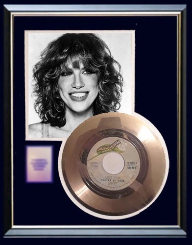 CARLY SIMON YOU'RE SO VAIN 45 RPM GOLD RECORD RARE NON RIAA AWARD - Picture 1 of 1
