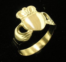 R028- Genuine 9ct Solid Yellow Gold Claddagh Friendship Ring size K / 5