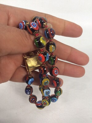 Ladies Venetiae Art Glass Millefiori Glass Gold Tone Tortoise Shell Bangle Band Murano Glass Murano Millefiori Watch with Leather Band  main image 4