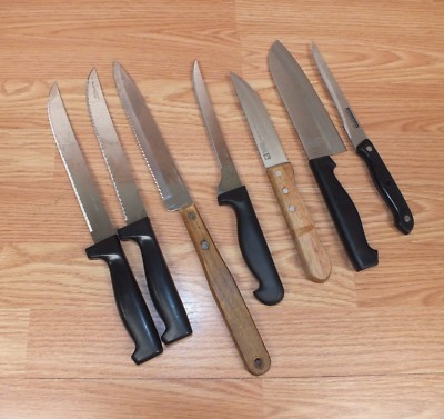 Genuine Multi-Branded Kitchen Knives W/ Dark Wood/Black Handles Of Choice *READ*