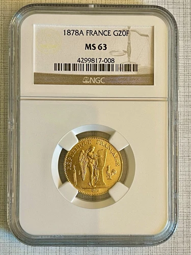 France 1878A 20 Francs Gold NGC MS63 SKU# 4345