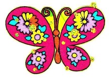 butterfly flower sequin fabric applique iron on not embroidered 4 inch