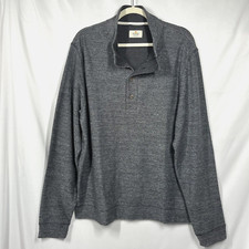 Marine Layer Henley Clayton Textured Mock-Neck 1/2 Button Sweater XL Gray Preppy