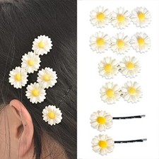 Daisy Floral Hair Clips and Barrettes - 6pcs Duckbill Clips for Women Girls,