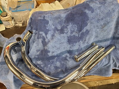 BSA 1971 1972 A65 Lightning Thunderbolt Exhaust Pipes, With Balance Tube New!