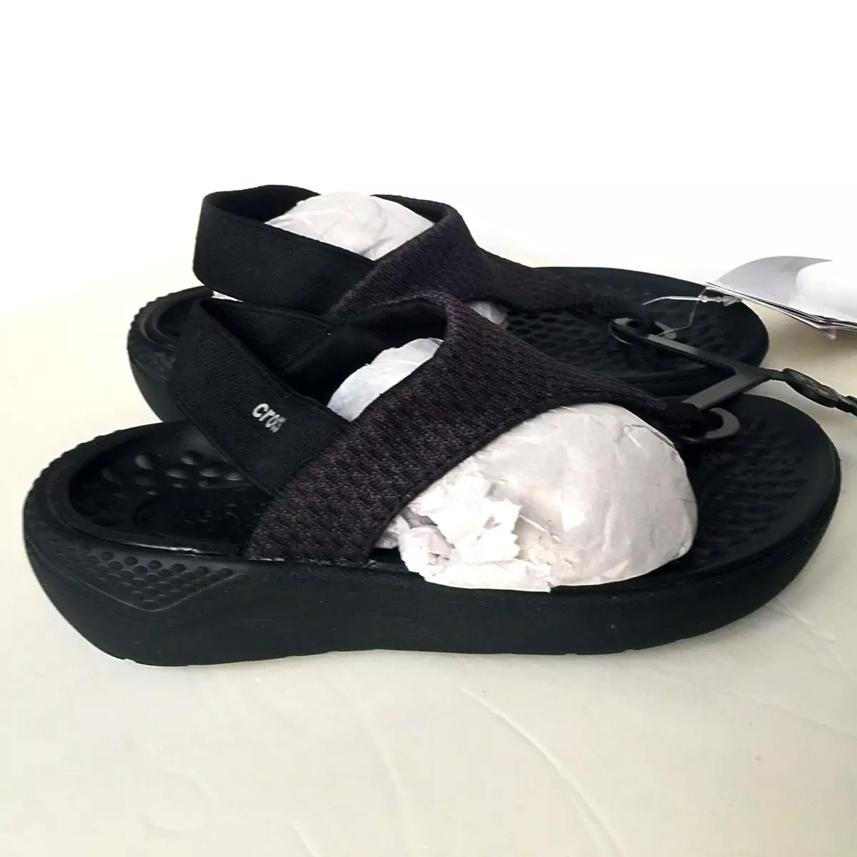 Crocs LiteRide Mesh Flip Flops Kids Size W4 Cushioned Lightweight Black