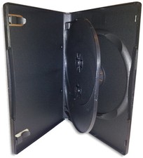Triple 3-Disc BLACK 14mm DVD Boxes with Hinged Flap 10-Pak