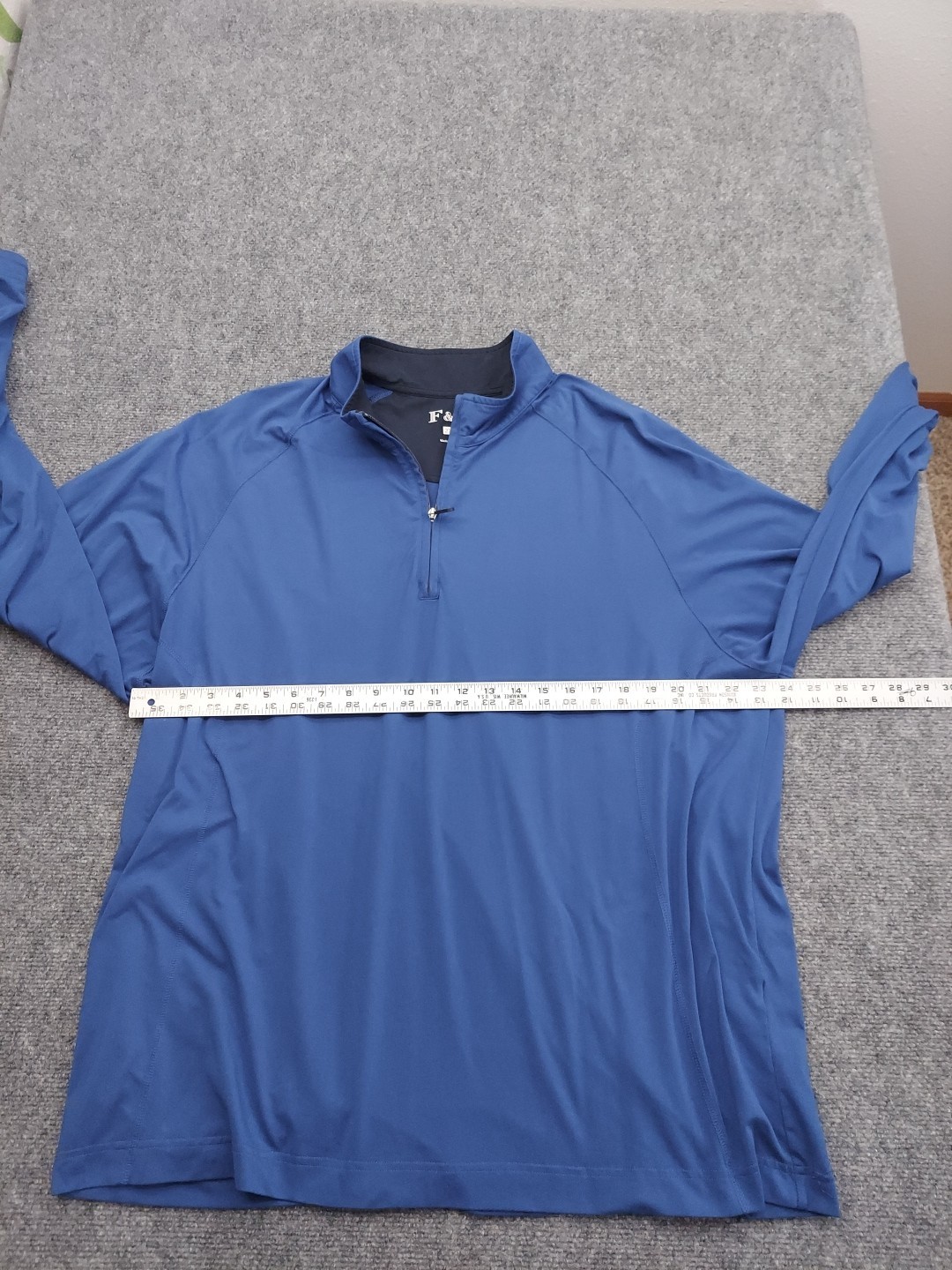 Fairway & Greene Pullover Mens 2XL B1ue 1/4 Zip Performance Golf Sweater Long