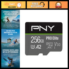 256GB PRO Elite C10 U3 V30 A2 microSDXC Flash Memory Card, 4K UHD