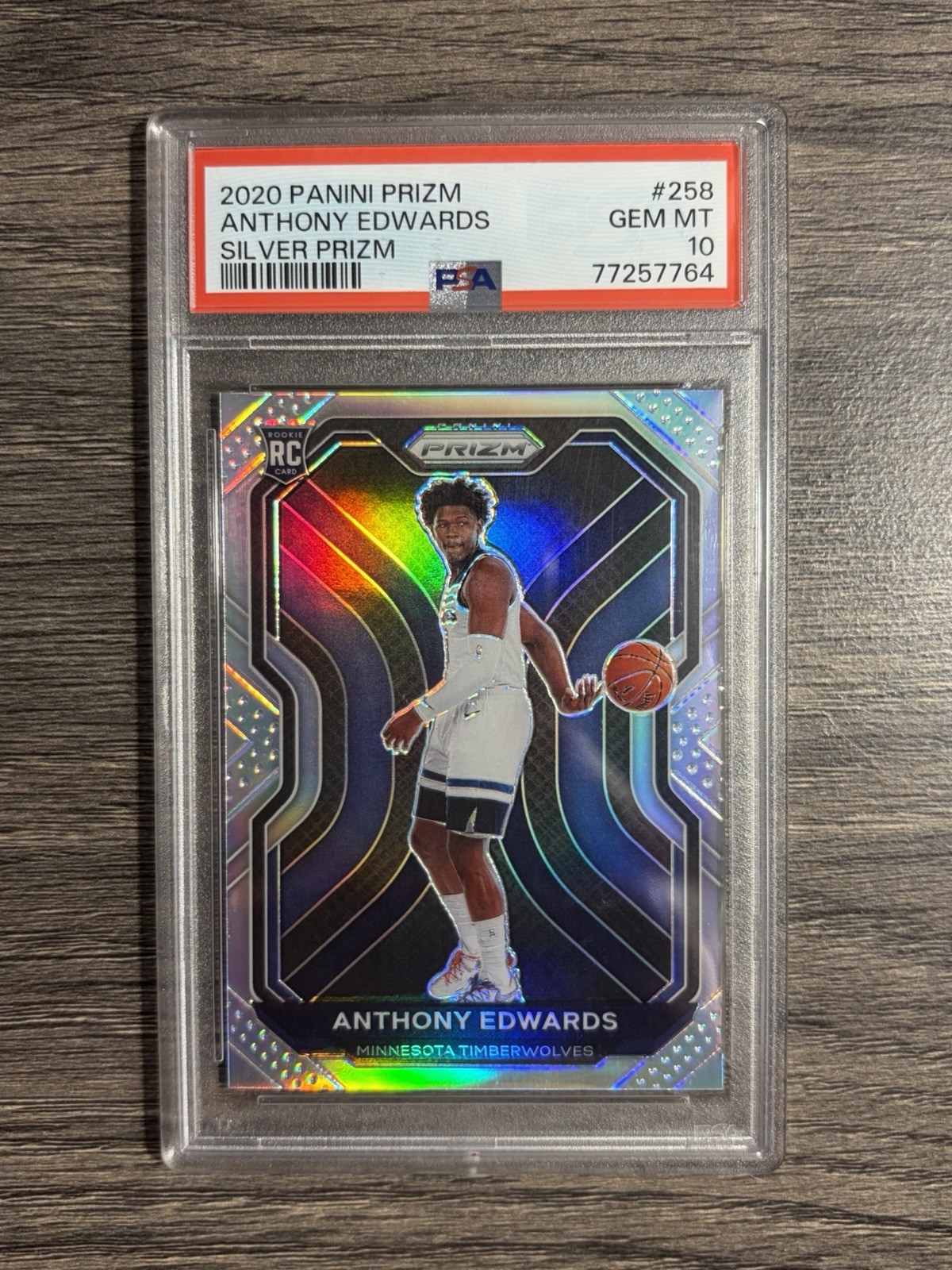 Anthony Edwards 2020 Prizm Silver Rookie RC PSA 10 Gem Mint Timberwolves view 3