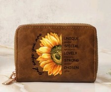 Sunflower Brown Faux Leather Wallet Zippered ...