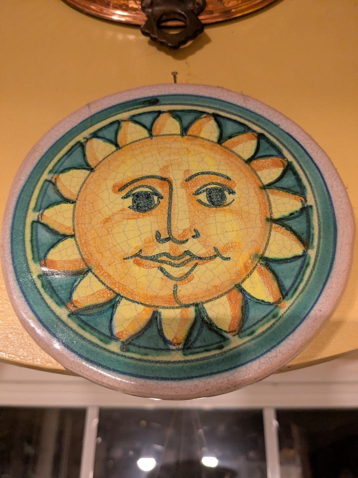 Vintage Fratantoni Vietri Sun Tile 6" Italian Terracotta Round Wall Plaque