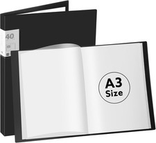 Thboxes A3 Display Book Folder 40 Pockets Black Presentation Portfolio