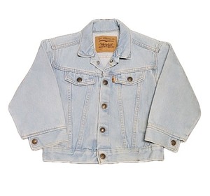 Vtg Levis 74027 Denim Trucker Jean Jacket USA Kids Boys 5T Orange Tab Youth