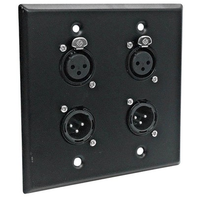 Seismic Audio Wall Plate 2 Gang 2 XLR Male 2 XLR Female Black SA-PLATE36