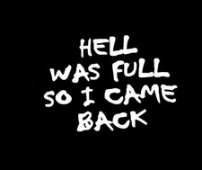 Hell was Full So I Came Back Car Vinyl Decals, Funny Sarcastic Quote Message