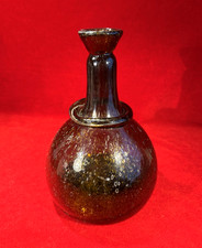 STRIKING EARLY CIRCA 1700S BLOWN GLASS AMBER BOTTLE / PONTIL / MUSEUM PIECE