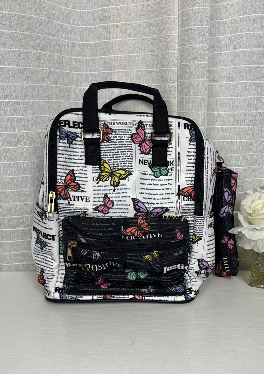 Mini Black Nylon Backpack with Golden Butterfly Print – Like Dreams Amazon.com: JIPONI Colorful Mini Butterfly Black Back Small  main image 2