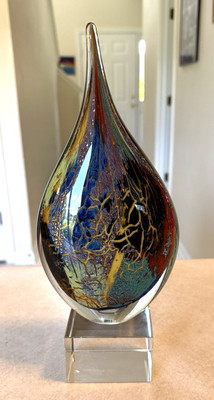 Badash Handmade Crystal Glass Firestorm Teardrop Centerpiece 11'' high