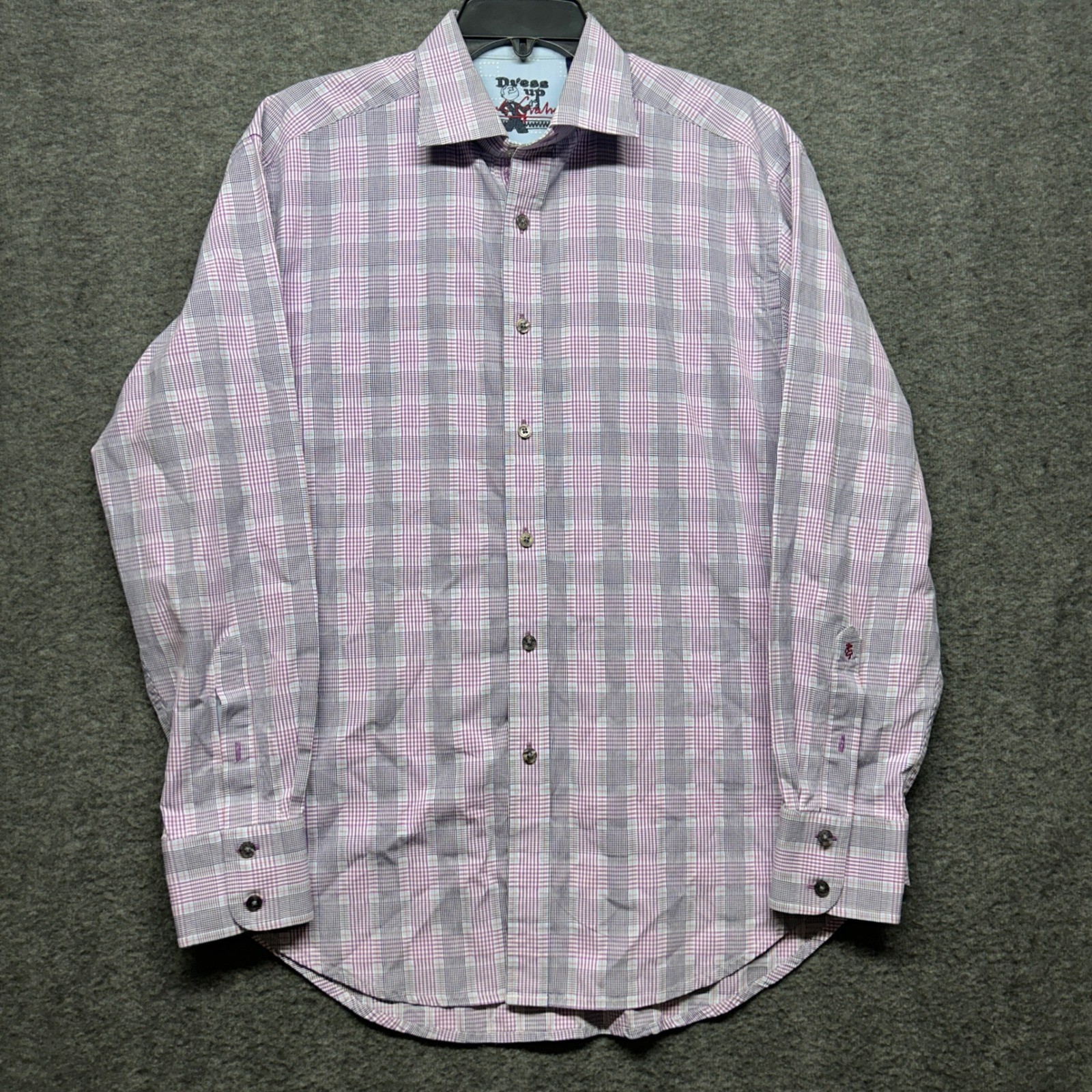 Robert Graham Dress Up Men's L Purple Plaid Long Sleeve Button Down Shirt