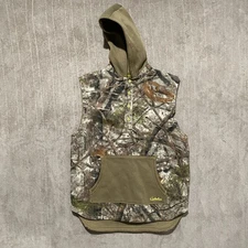 Cabela's Men’s Large Zonz Woodland Camouflage Hooded Vest Hunting “Ya, U Blend”