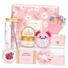 Gift Baskets for Women Unique Birthday Gifts for Women Self Care Cheer Up Pink