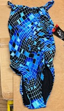 TYR Blue Cubed Printed One Piece Swimsuit