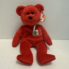 TY 1999 OSITO the Red Bear W/ Mexican Flag Beanie Baby - Excellent with Tags