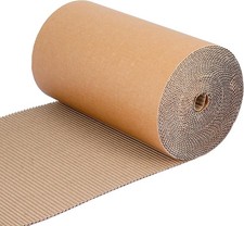 Corrugated Cardboard Roll, 12 x 394 Inch Corrugated Paper, B Flute Shipping C...