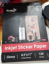 Koala INKJET Sticker Paper for Printers - Glossy - 8.5'' X 11 '' - 120 SHEETS