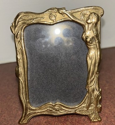 Vtg Brass Photo Frame Art Nouveau/Deco Style with Stand Approx 3  X 4 