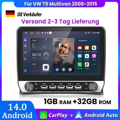 DAB+ Carplay Android 14.0 10.1'' Für VW T5 Multivan 2008-2015 Autoradio GPS NAVI