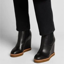 VERONICA BEARD Aari Leather Waterproof Wedge Chelsea Boot Black