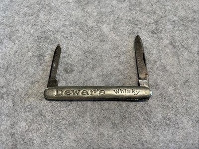 Vintage John Watts Sheffield Oil The Joints 2 Blade Pocket Knife Dewars Whiskey