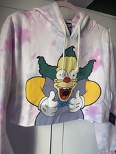 Womens Drop Dead Simpsons Itchy & Scratchy Crusty Clown Cropped Hoody XS - S NWT