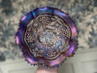 CARNIVAL GLASS ~ NORTHWOOD STIPPLED BLUE GRAPE & CABLE