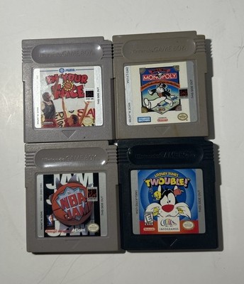 Nintendo Game Boy Game Lot 4x NBA Jam Monopoly Looney Tunes In Your Face