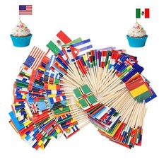 200 Pcs Different Countries Mini Toothpick Flags, Cupcake Toppers, Cocktail